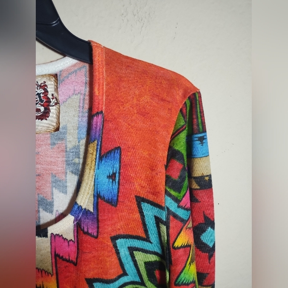 Amma Tunic Top Knit Boho Aztec Southwestern Comfy - Picture 4 of 16